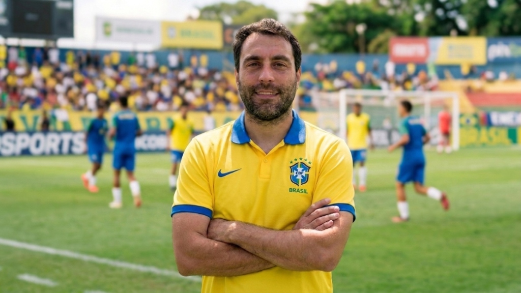 Treinador Diego Bueno na Beira do Gramado